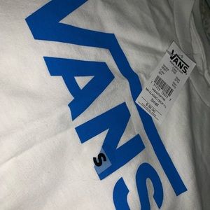 Vans All White Long Sleeve w Blue Logo! BRAND NEW.